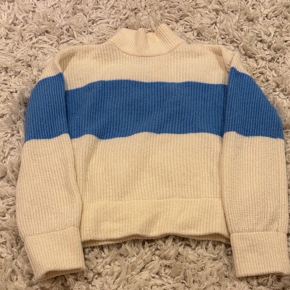 Gliks Blue and Cream Women's Sweater